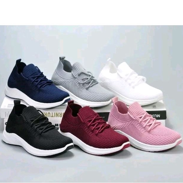 Monaka Sepatu Rajut Wanita Import Terbaru / Sneaker Wanita / Slip On Wanita Sneakers Import Tali