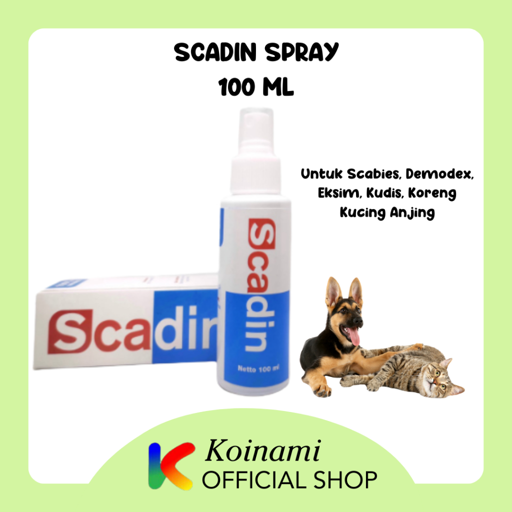 SCADIN SPRAY 100 ml SCABIES, DEMODEX, EKSIM, KUDIS, KORENG UNTUK KUCING ANJING HEWAN LAINNYA