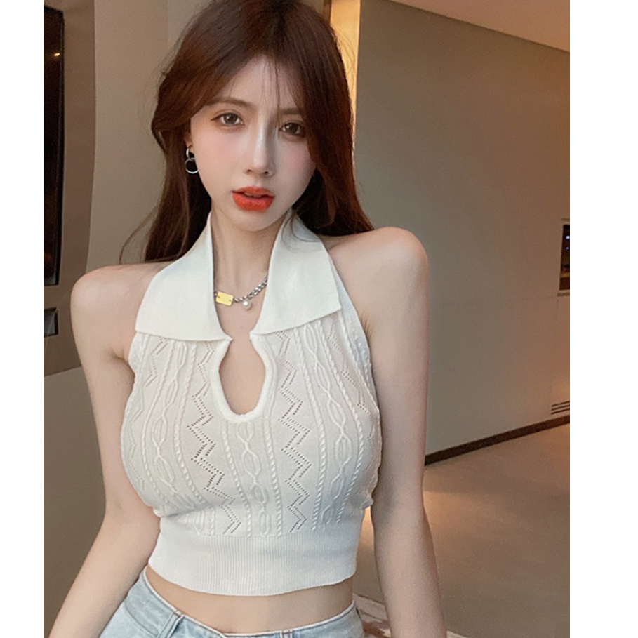 【Premium】Korean Crop Top Collar Casual 2110