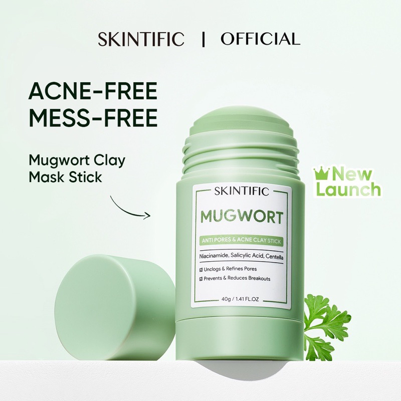 ❤️ TERMURAH ❤️ SKINTIFIC Mugwort Clay Mask Stick Mask Cleansing Clay Masker Wajah Travel Friendly for Kulit Sensitif 40g