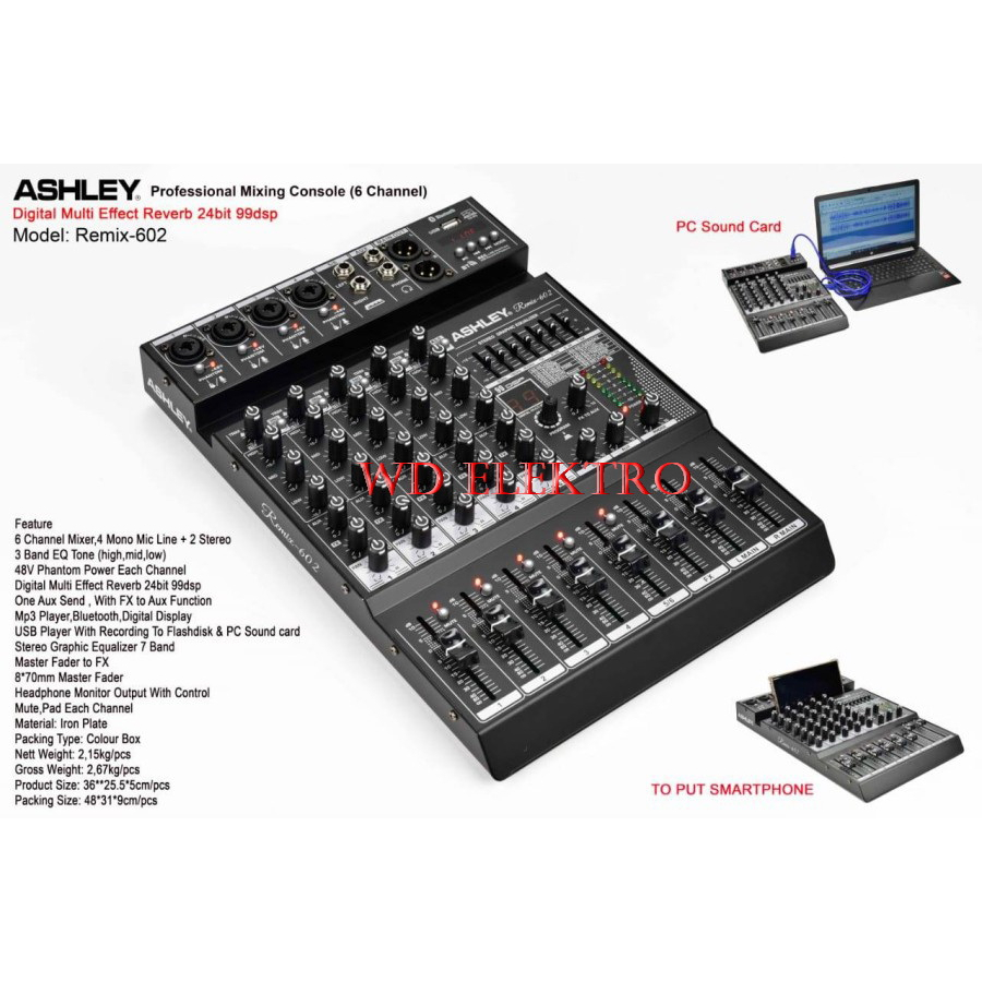 MIXER ASHLEY REMIX 602 MIXER ASHLEY 6 CHANNEL REMIX602 ORIGINAL ASHLEY