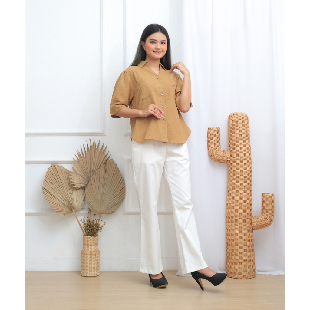 JYACOLECTION-KEMEJA WANITA TERBARU-KEMEJA WANITA LINEN-KEMEJA WANITA JUMBO-ATASAN WANITA-KEMEJA OVERSIZE WANITA LINEN-LINEN CRINKLE SHIRT