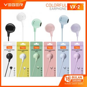 Veger VX-2 Headset Stylish Earphones Super Bass Original Veger