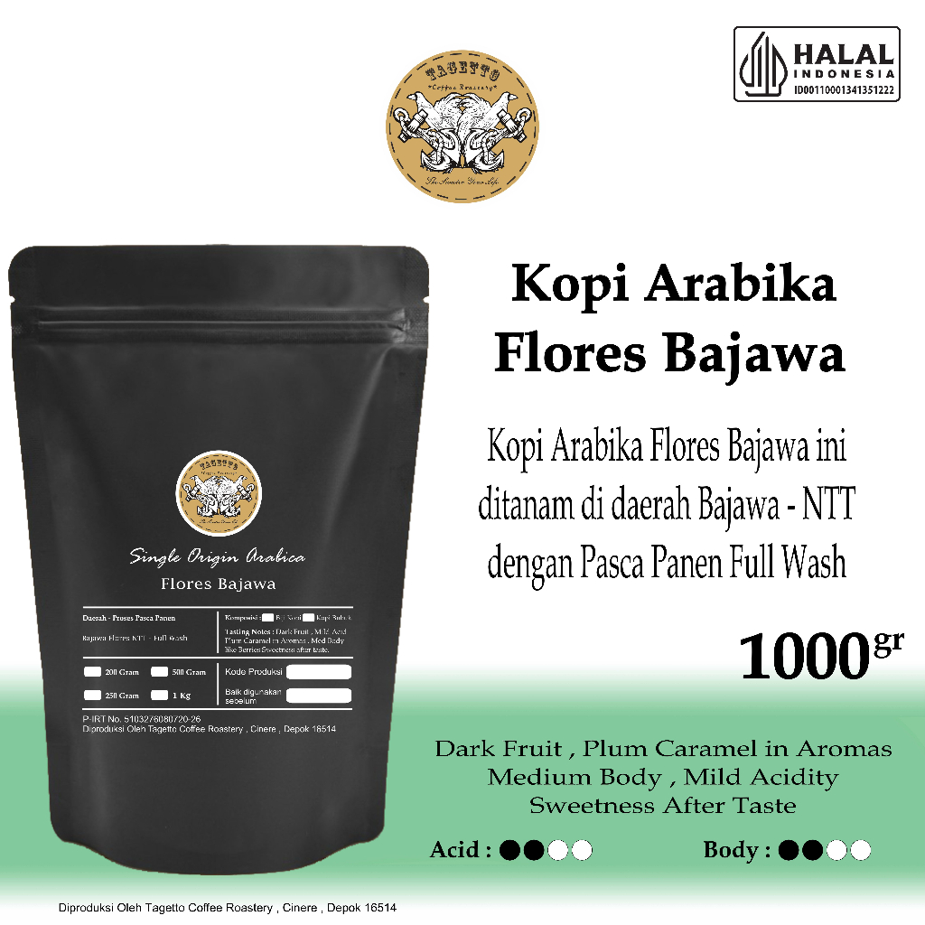 

KOPI ARABIKA FLORES BAJAWA 1KG BIJI ATAU BUBUK | ARABICA COFFEE