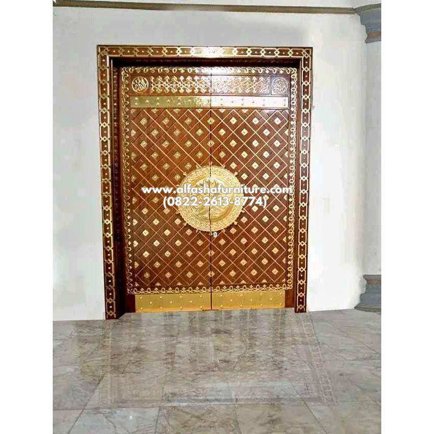 pintu masjid nabawi replika kayu jati perhutani