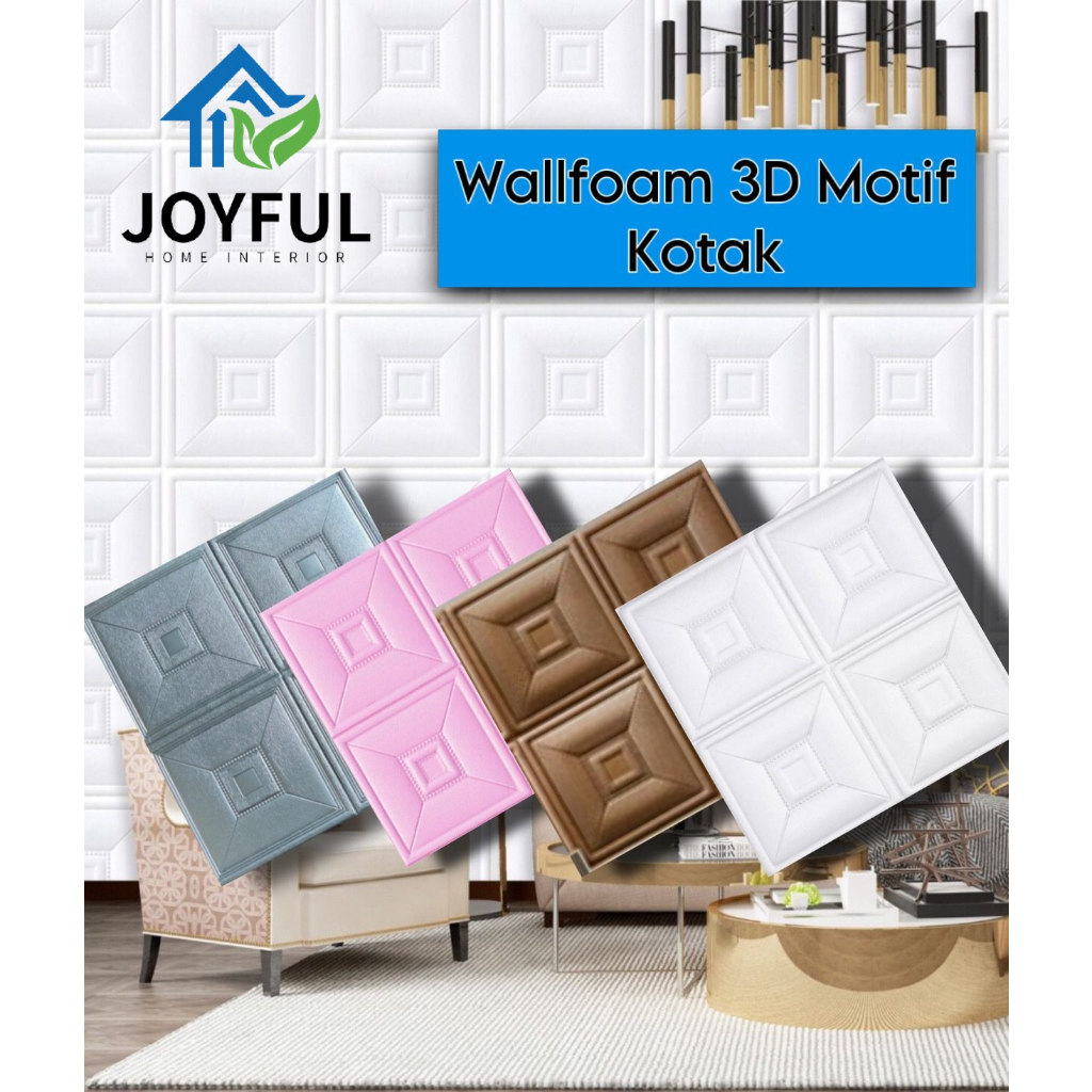 WALLPAPER 3D FOAM (70X70CM) • MOTIF KOTAK • High Quality