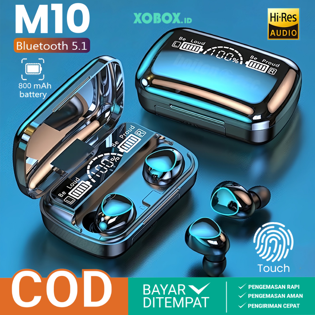 TWS Headset Bluetooth M10 Earphone Wireless Gaming 5.1 With Power Bank AH084 - XOBOX