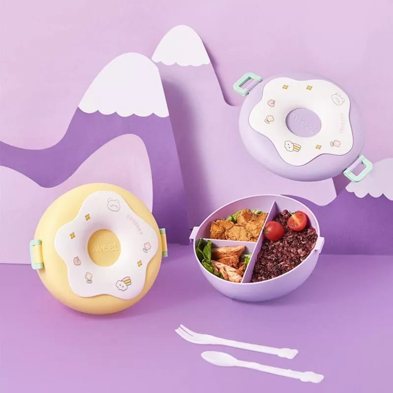 Kotak Makan Anak Lunc Box Bento Eklusif Model Donat Lucu Dengan Tutup Kapasitas 1000ML 6717