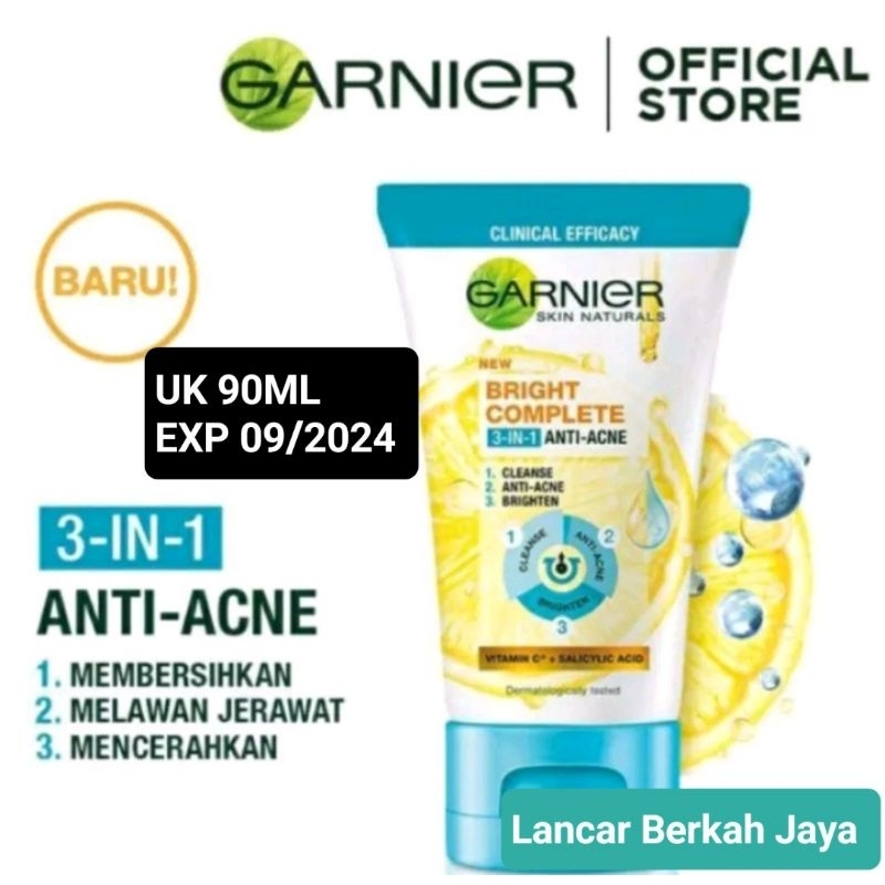 Garnier Bright Complete 3-in-1 Anti Acne Facial Wash Skin Care - 90ML