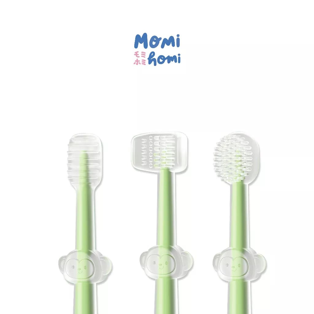 Momi Homi Baby Oral Care 3 in 1 Pembersih Mulut Bayi Sikat Gigi &amp; Lidah Bayi Silicone Baby Toothbrush Silikon Sikat Gusi 3004