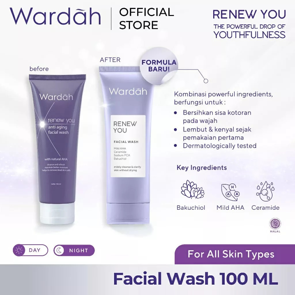 Wardah Renew You Series Anti Aging | Anti keriput | Day Night Cream Facial Wash Serum