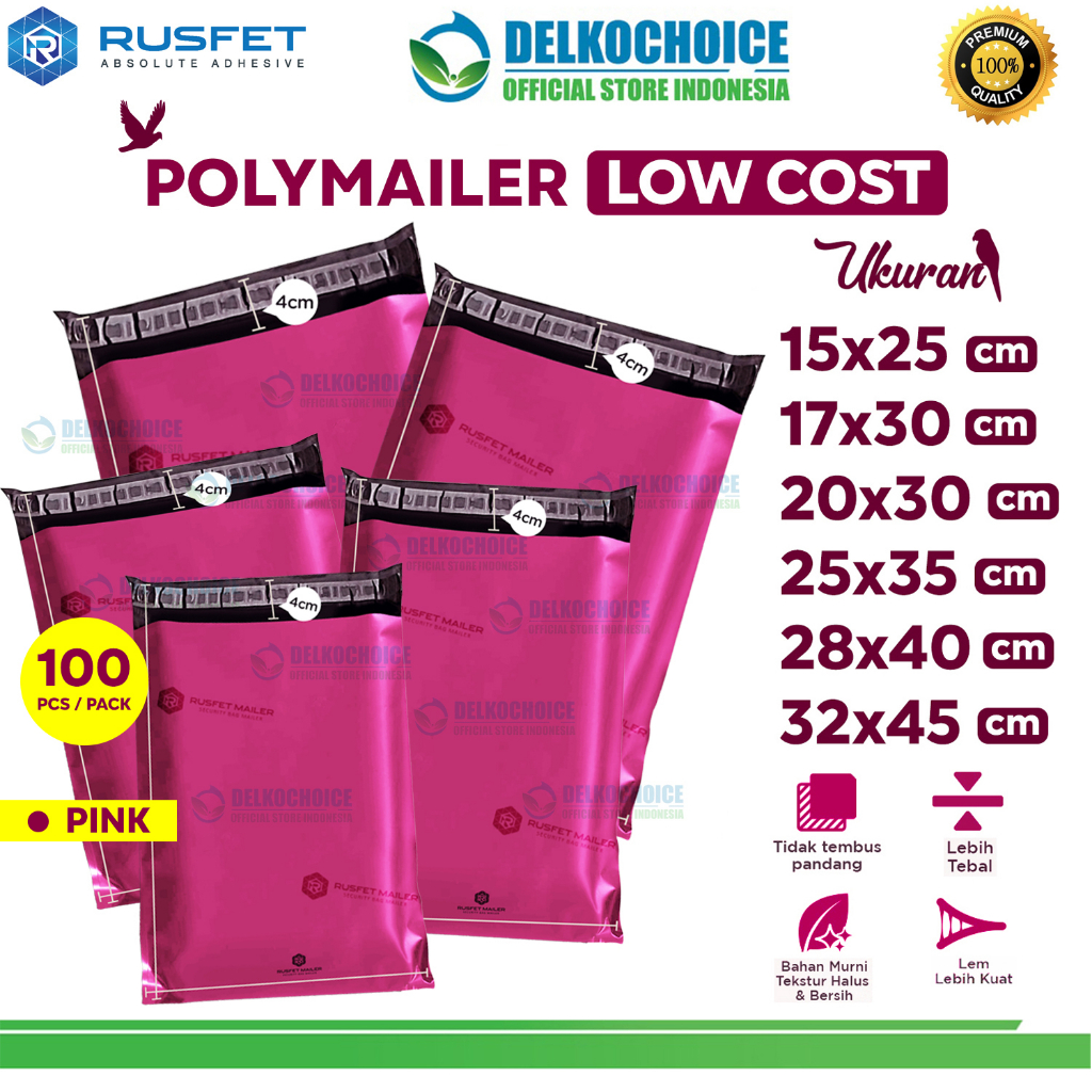 

Plastik Polymailer Pack PINK LOW COST Amplop Packing Polimailer Rusfet