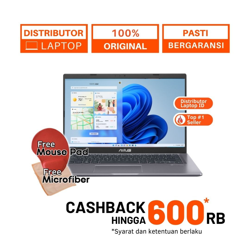 LAPTOP ASUS VIVOBOOK M415DAO / RYZEN 3 3250 / RAM 4GB 8GB SSD 256GB 512GB / 14 INCH FHD IPS / OHS WINDOWS 11 - CICILAN 0%