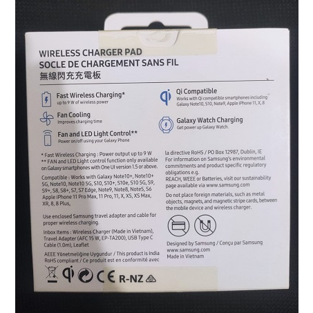 SAMSUNG Wireless Charger Pad Fast Charge with Fan Cooling Original