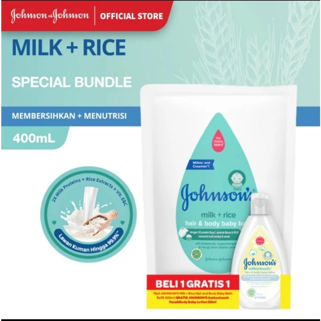JOHNSONS MILK RICE FREE FACE&amp;BODY LOTION COTTON TOUCH