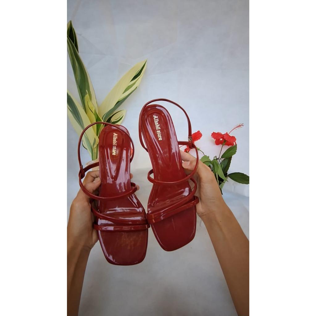 Sendal wanita remaja tali silang sepatu heels wanita hak 3cm sandal pesta hak tinngi wanita dewasa Y