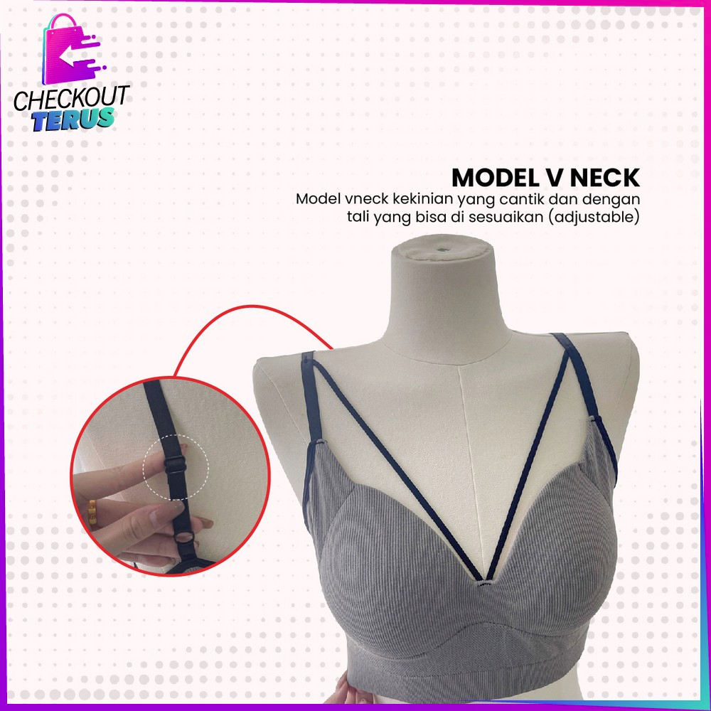 CT P297 Tank Top Bra Wanita V-Neck With Cup Bra Atasan Tanktop Crop Sexy Korean Style Pakain Dalam Cewek Import