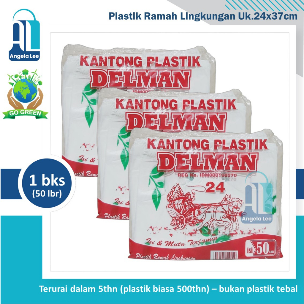 Kantong Plastik Sampah Ramah Lingkungan Delman uk 24 isi 50lbr