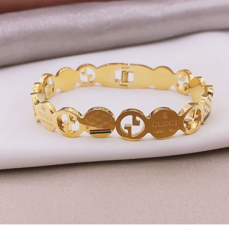 Gelang Titanium asli Premium Quality Mirip emas asli Anti Karat Anti Alergi Bracelet Stainless Steel Gc 44
