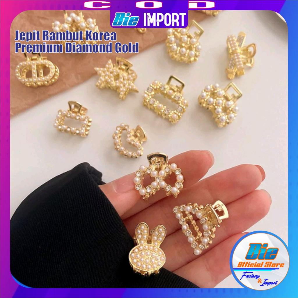 Jepit Rambut Korean Diamond Gold Premium Impor Best Seller