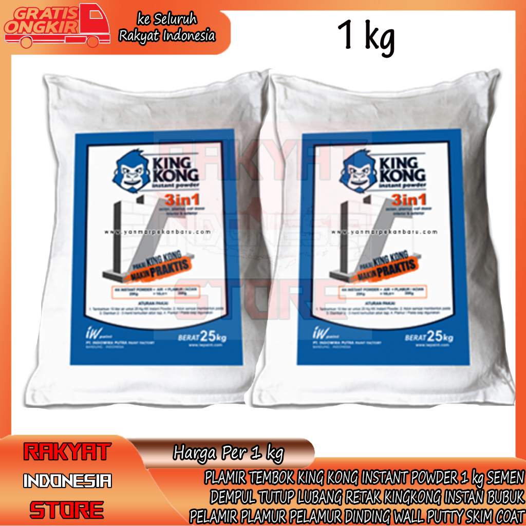 PELAMIR KINGKONG PLAMIR KING KONG INSTANT POWDER 1Kg KILOAN SEMEN DEMPUL TUTUP TAMPAL LUBANG RETAK T