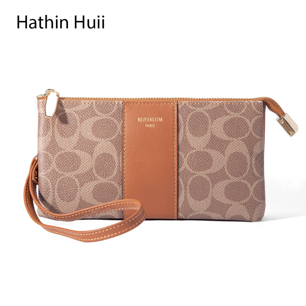 Hathin muii - Dompet panjang ritsleting besar impor fashion KoreaDompetWanita Bahan EmbosHandbag dan Waterproof