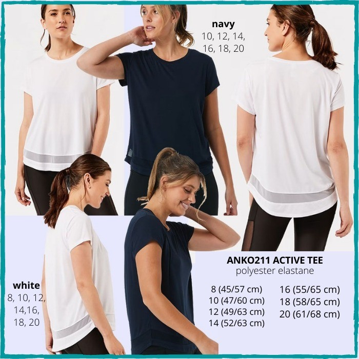 Kaos Olahraga Wanita Murah ANKO211 Active Tee 3 Warna Black/White/Navy
