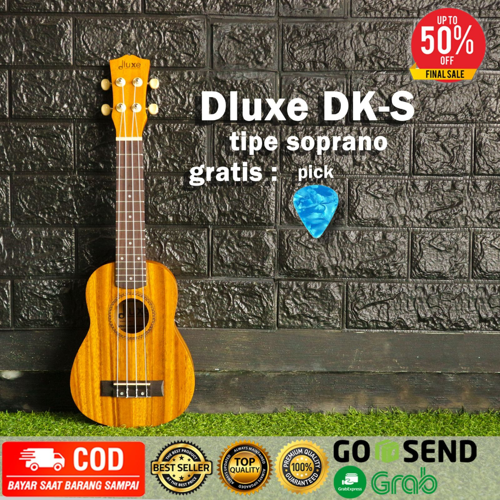 Ukulele Dluxe Ukulele DK-S 21&quot; / DK-C 23&quot; / DK-T 26&quot; Free Pick