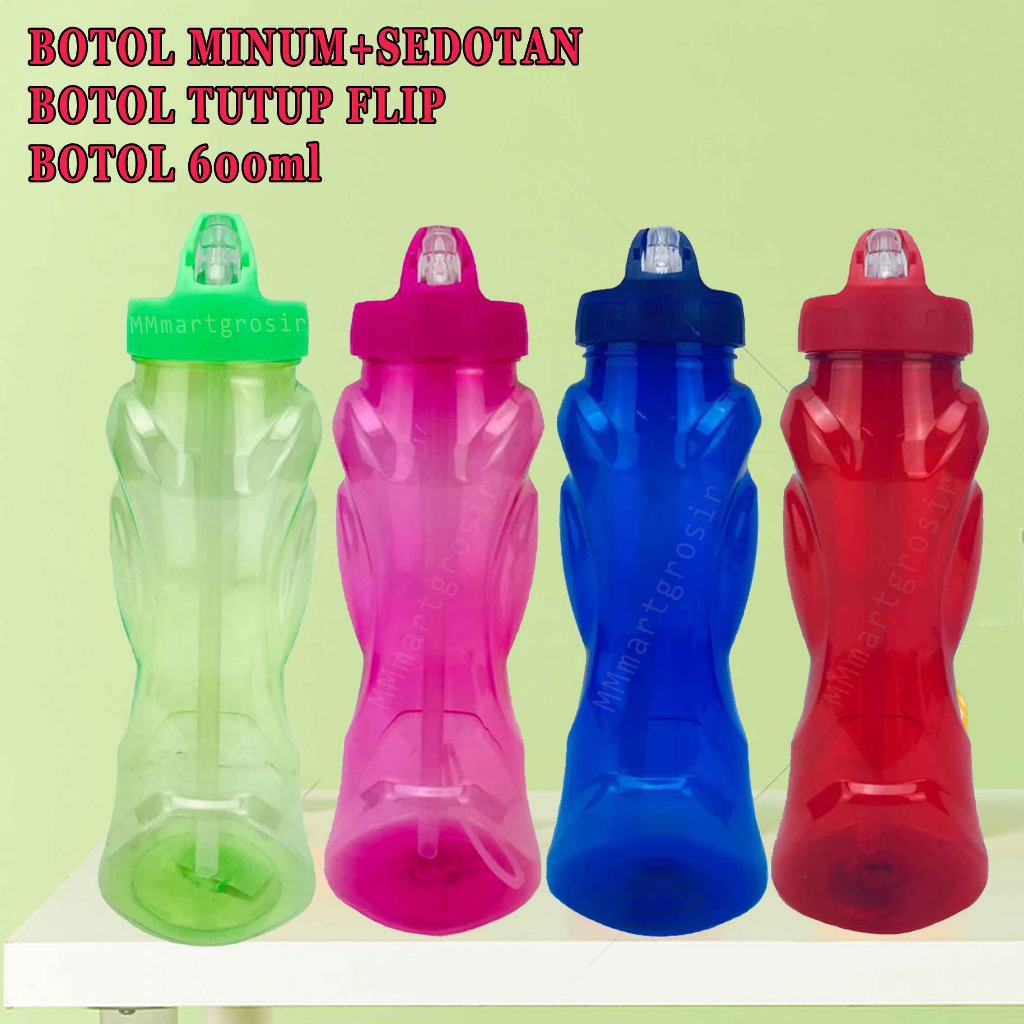 Botol Minum Tutup Flip* Botol Minum + Sedotan* Botol 600ml* JX-601