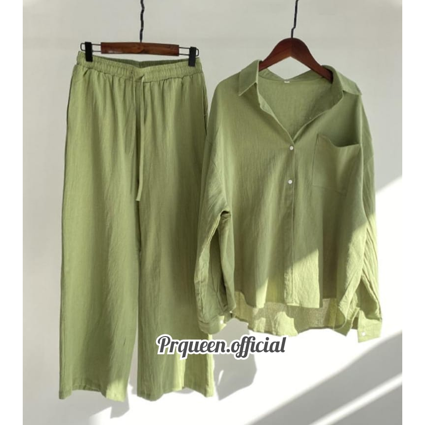 Prqueen Fashion | Fury One Set | Setelan Wanita Kekinian | Set 2in1 Atasan dan Celana Kulot Casual