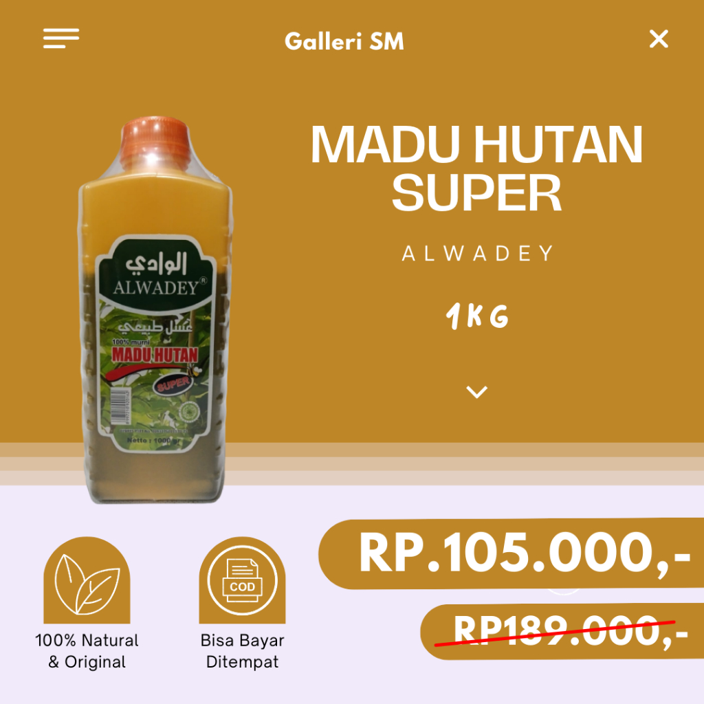 

Madu Hutan Super Al Wadey Murni 1kg Natural Honey Alwadey Asli Ori