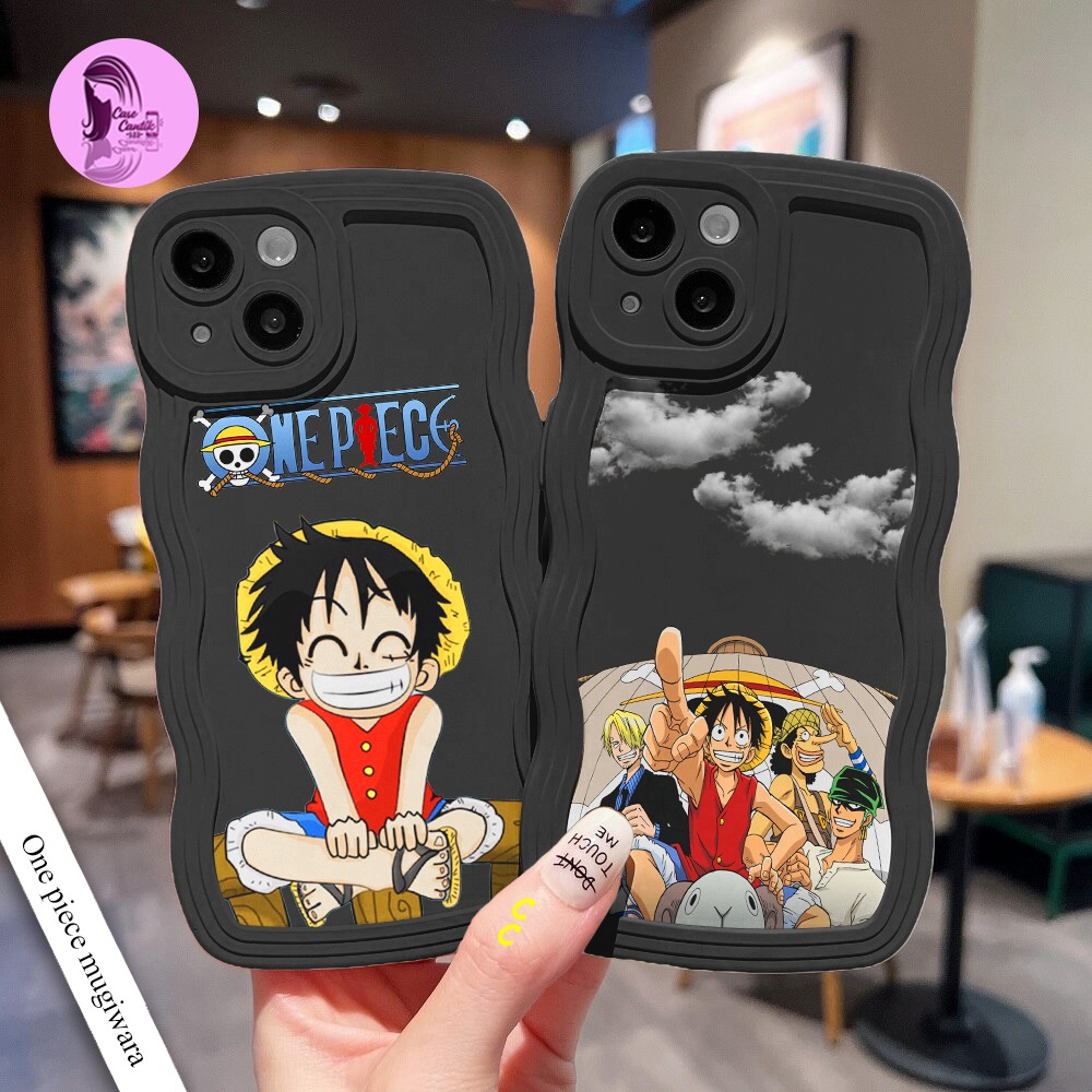 SOFTCASE GELOMBANG HITAM CUSTOM ONE PIECE MUGIWARA UNTUK A04S A10S A12 A13 A32 A16K A17 A17K A54 A55