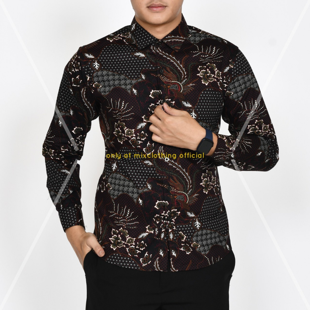 Baju Batik Pria Slimfit Kemeja Lengan Panjang Slim Premium Kode 1955