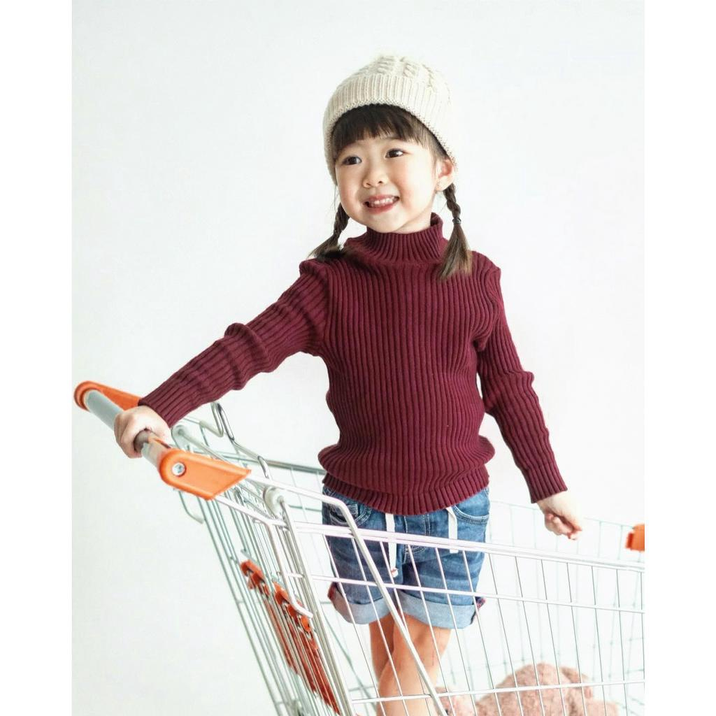 Hunny Bunny ENVAR SWEATER | Turtleneck Knit Anak | Top Anak Unisex | Rajut Pemium | Sweater Rajut Anak 1-9 tahun