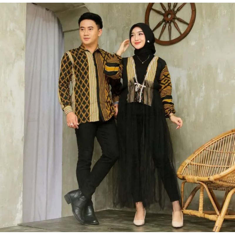 READY STOCK - Baju tenun couple - couple tenun - outer tile gold - outer tenun