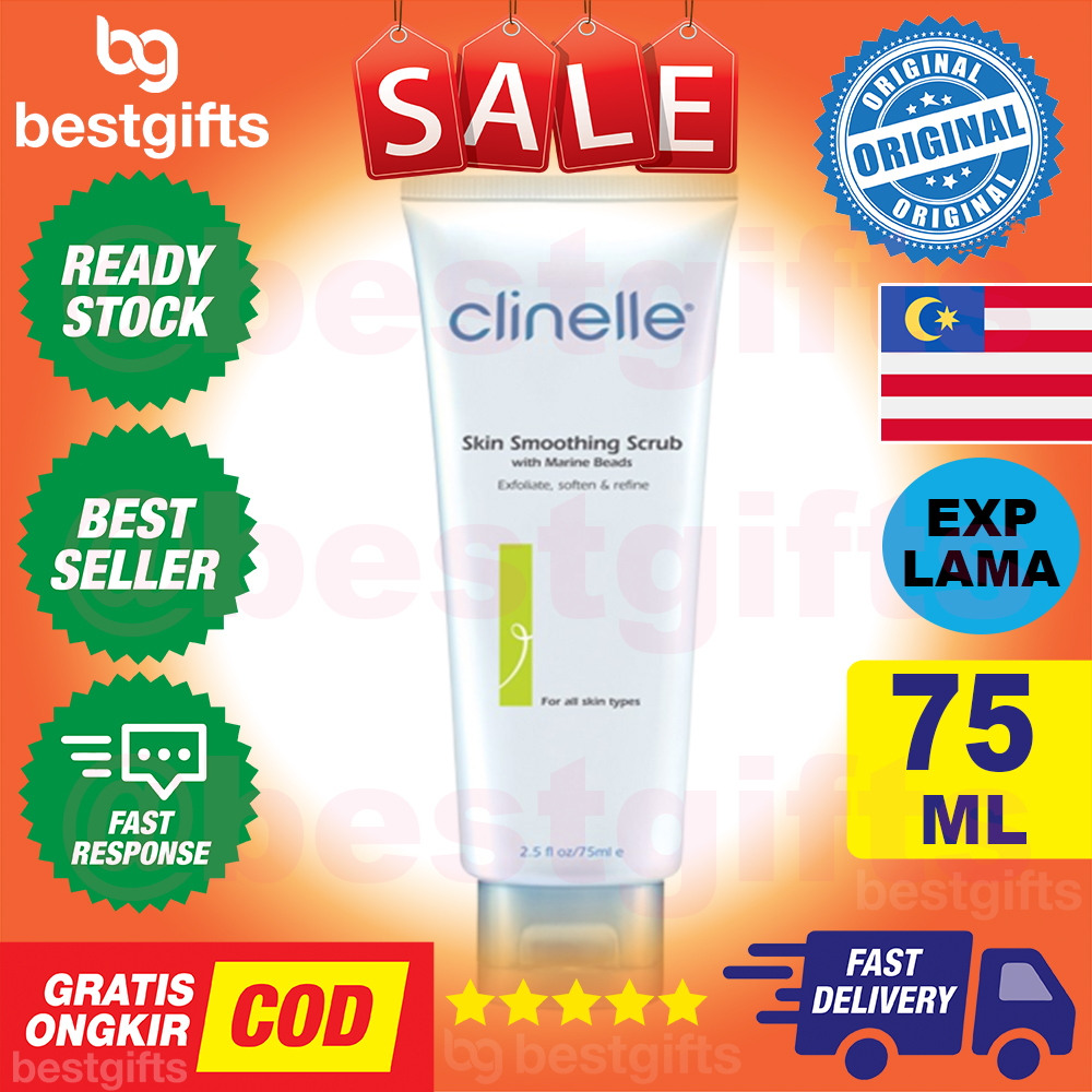 CLINELLE SKIN SMOOTHING SCRUB UNTUK EKSFOLIAN DAN MASKER WAJAH MENGANGKAT KULIT MATI 75 ML