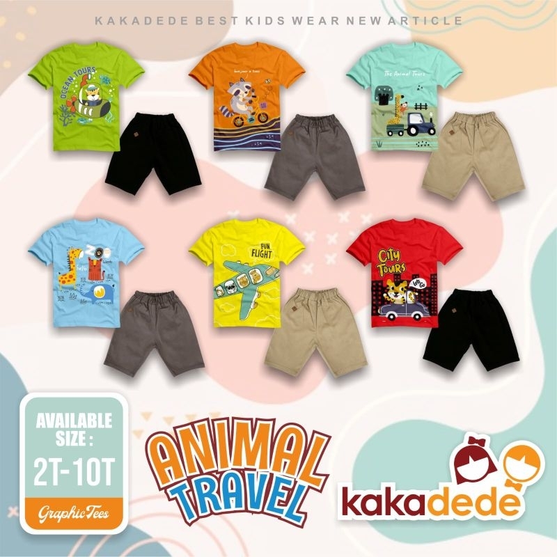 SETELAN PENDEK KAKADEDE | setelan anak kakadede animal travel