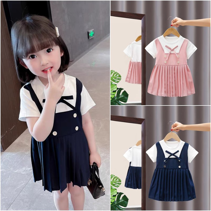 Bayi - 2 Tahun - Dress Anak Meilin Korea Style | Dress Premium Kualitas Import Baju Anak Perempuan Gaya Korean Dres Lengan Pendek Babycinnamon