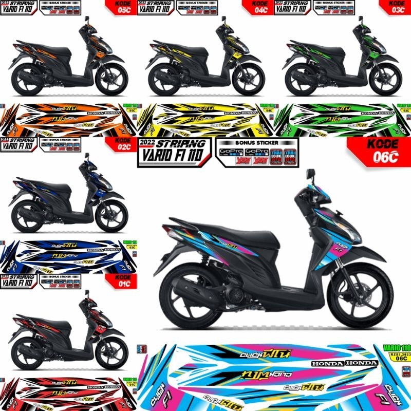 Decal Vario fi 110 LED / Sticker Honda Vario LED / Striping variasi Vario click tahuland tahilock ak