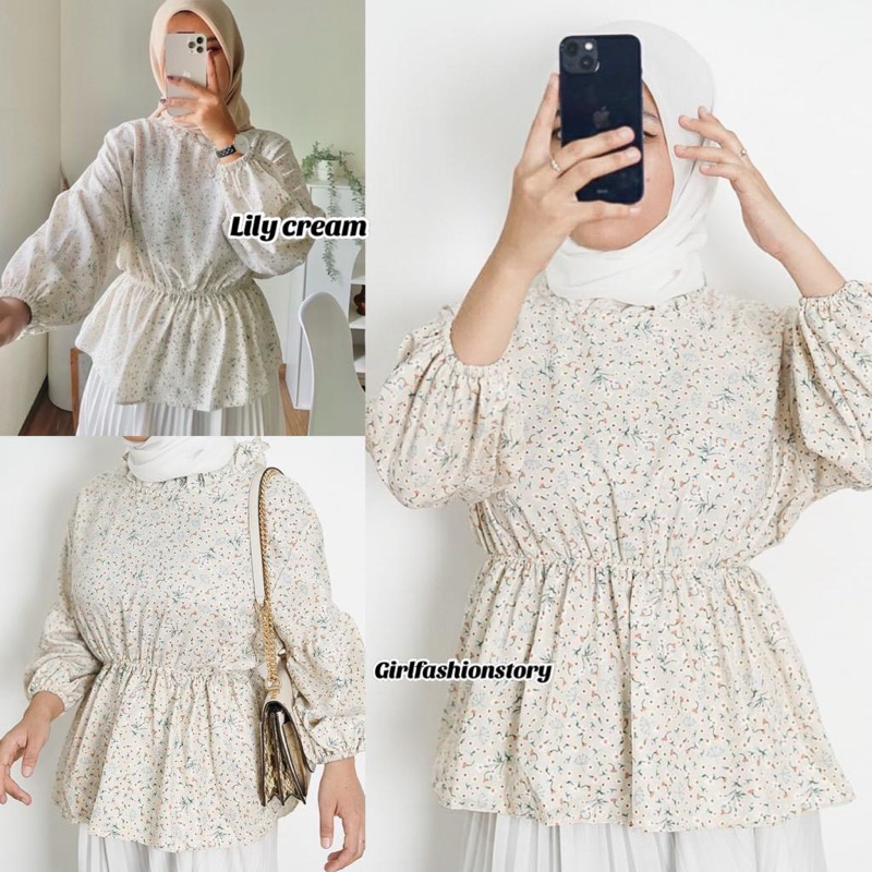 FLOWY BLOUSE KOREAN VINTAGE - BLOUSE BUNGA MOTIF