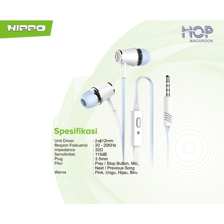 Hippo Hop Macaroon Super Bass Wired Headset