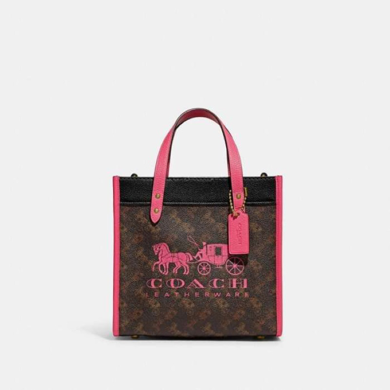 Coach Field Tote 22 With Horse And Carriage Print And Carriage Badge (C 8456)