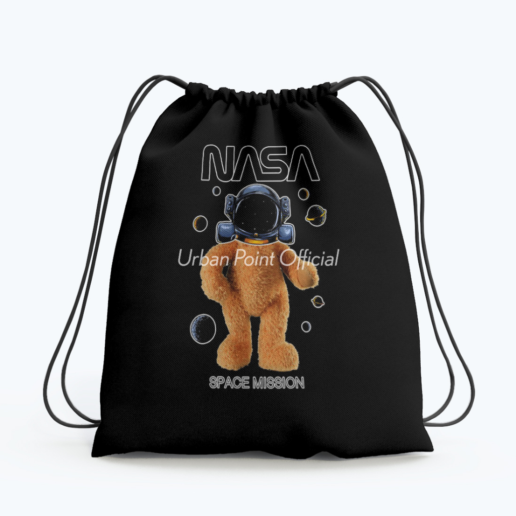 Tas Serut  NASA Tedy Bear Pria Wanita  Gymsack String Bag Multifungsi