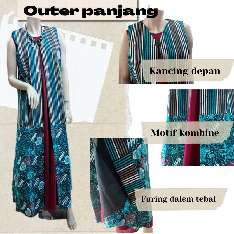 outer batik panjang tanpa lengan
