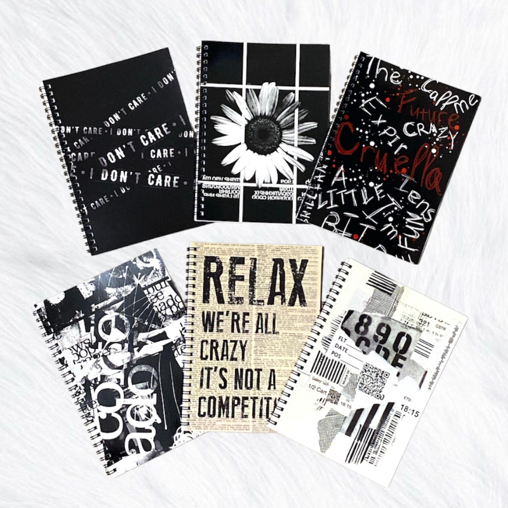 NoteBook Spiral A5 aesthetic Korea Monochrome Black White / Buku Catatan Sekolah Aestehtic Korea Premium Murah