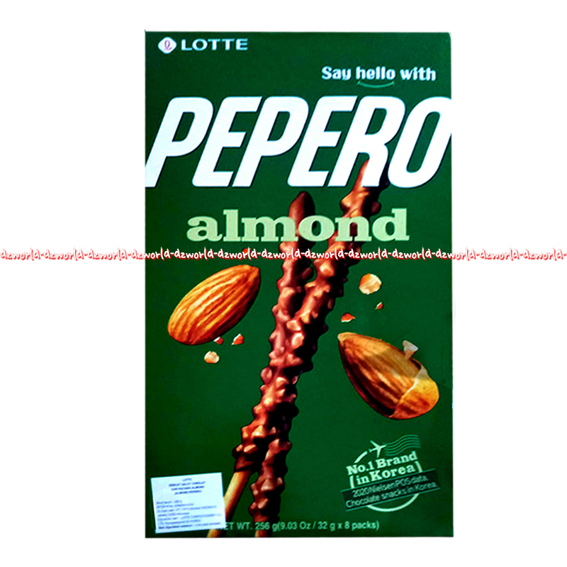 Pepero Almond 256gr Chocolate Biskuit Peperro Coklat Lotte Cemilan Korea Jumbo Peppero Stick Stik Coklat