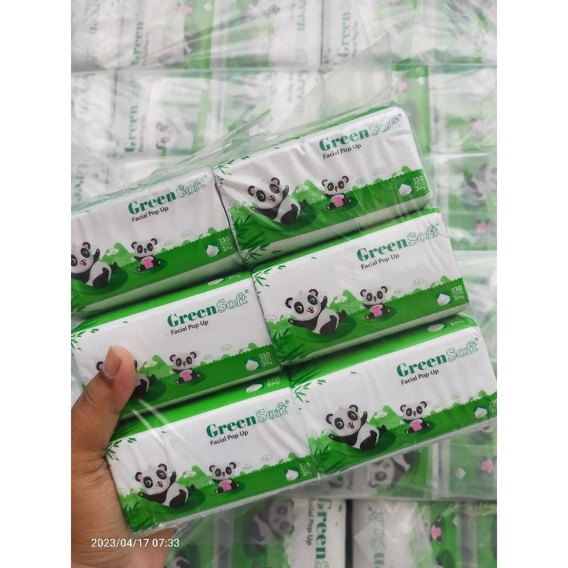 Tissue GREEN Soft Facial Pop Up 6PCS 130 Lembar (2ply) | Paket Tissue Isi 6