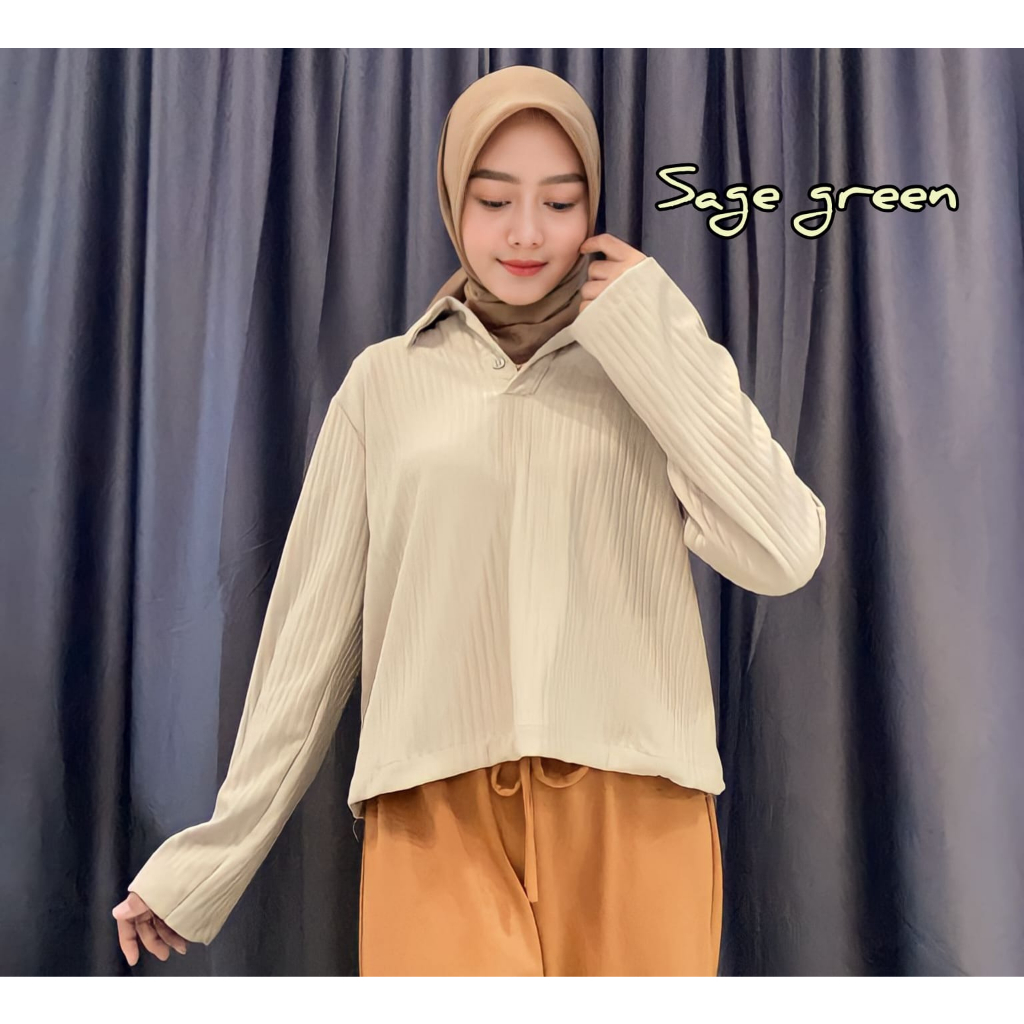 Cerine Top Knitted Polo Shirt Women Longsleeve - Strech T-shirt