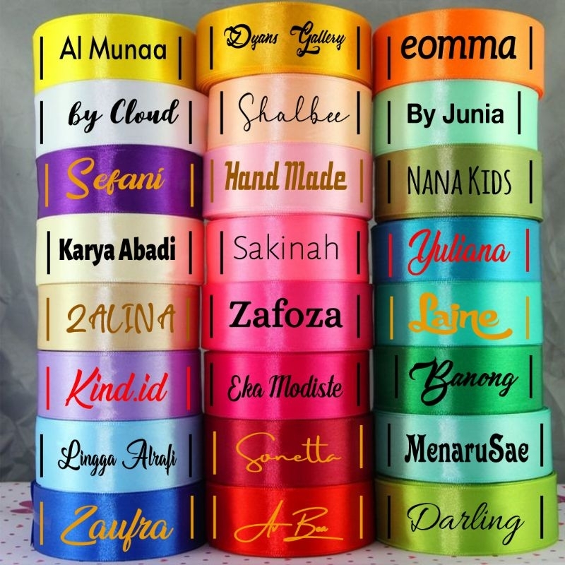 Label pita label satin custom label nama label merek label brand label hijab label kaos label gamis 