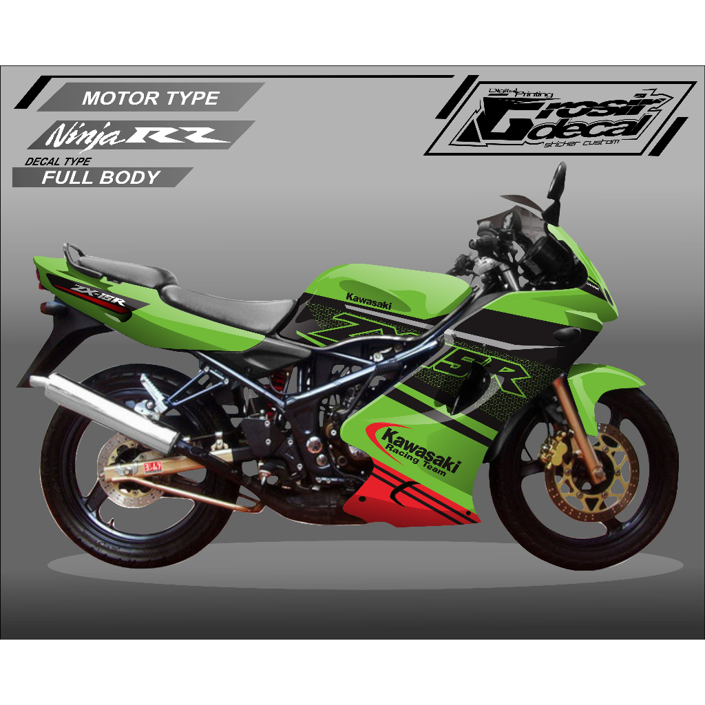 Decal Sticker Ninja 150 RR/SS Old Hijau Fullbody Decal Stiker Ninja 150 RR Lama